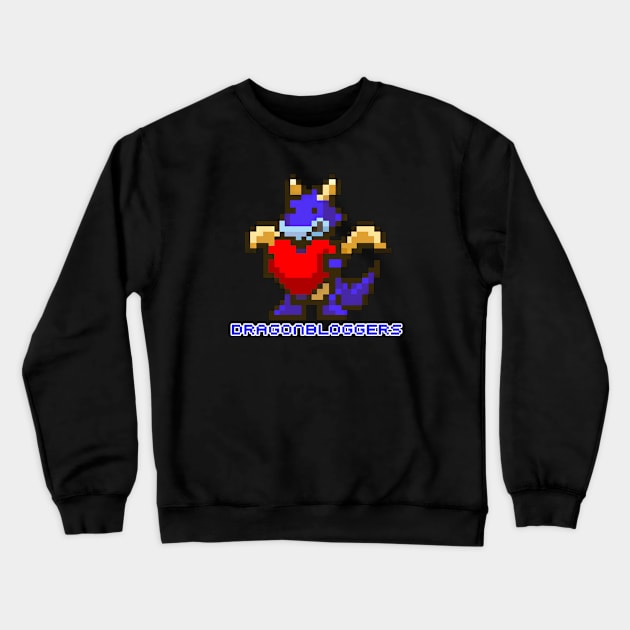 DragonBloggers Blue Pixel Dragon Heart Crewneck Sweatshirt by Shopping Dragons